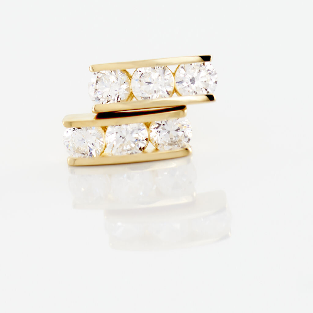 Boucles D'oreilles Puces Rachilda Or Jaune Oxyde De Zirconium - Clous d'oreilles Femme | Histoire d&rsquo;Or