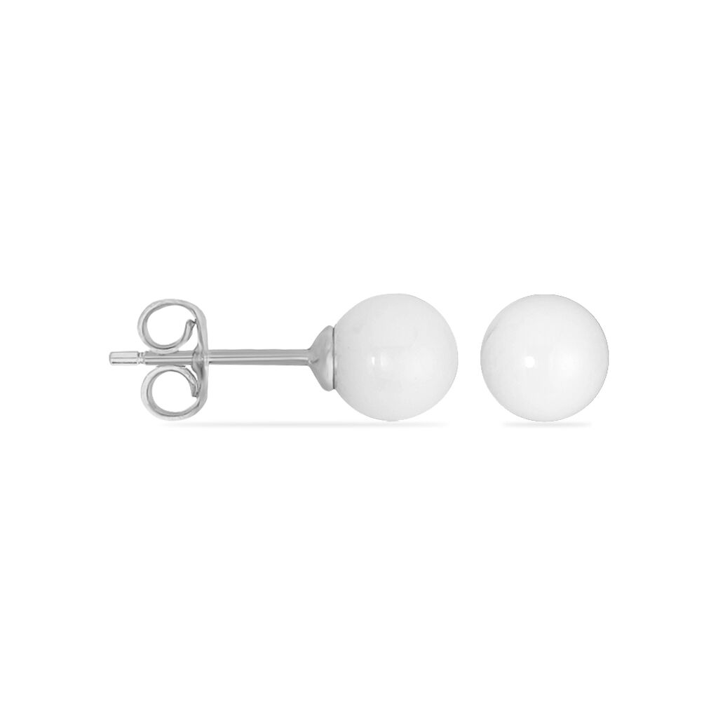 Boucles D'oreilles Puces Solene Argent Blanc Céramique - Boucles d'oreilles fantaisie Femme | Histoire d’Or