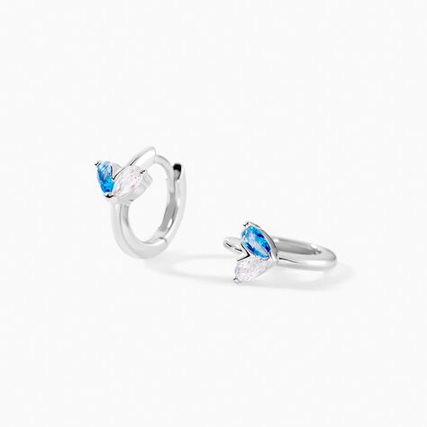 Créoles Myhalf Argent Blanc Oxyde De Zirconium - Boucles d'Oreilles Coeur Femme | Histoire d’Or