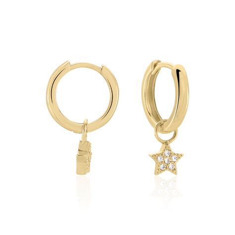 Créoles Plaqué Or Pauwels Pampilles Etoiles Oxydes De Zirconium - Boucles d'oreilles créoles Femme | Histoire d’Or