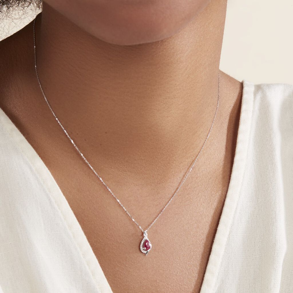 Collier Angelika Or Blanc Rubis Et Diamant - Colliers Femme | Histoire d’Or