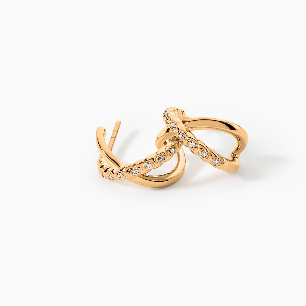 Cr&eacute;oles Rohana Plaqu&eacute; Or Jaune Oxyde De Zirconium - Boucles d'oreilles cr&eacute;oles Femme | Histoire d&rsquo;Or