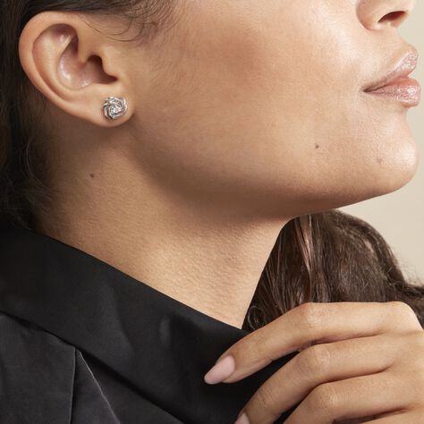 Boucles D'oreilles Puces Bouton D'or Argent Blanc Oxyde De Zirconium - Boucles d'oreilles fantaisie Femme | Histoire d’Or