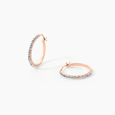 Cr&eacute;oles Sandrine Or Rose Strass - Boucles d'oreilles cr&eacute;oles Femme | Histoire d&rsquo;Or