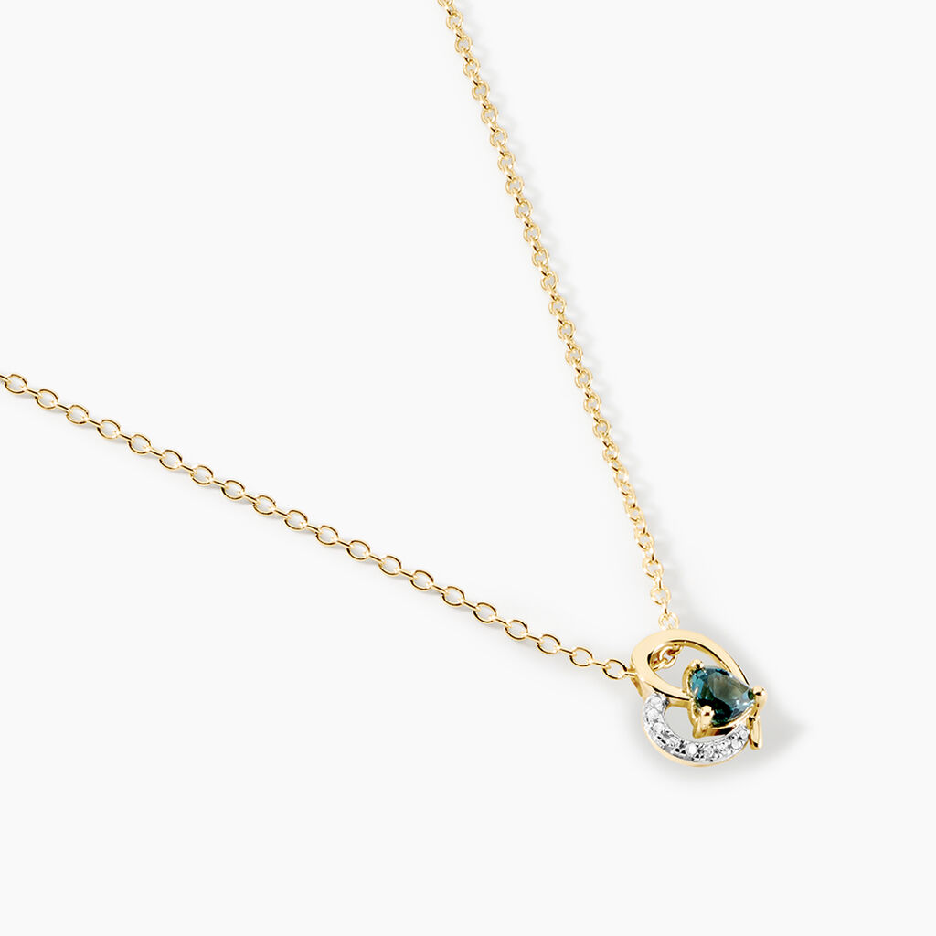 Collier Eliana Argent Dor&eacute; A L'Or 750/1000 Topaze Oxyde De Zirconium - Bijoux avec pierres Femme | Histoire d&rsquo;Or