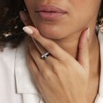 Bague Barette Bicolore Ceramique Argent Blanc Oxyde De Zirconium - Bagues avec pierre Femme | Histoire d&rsquo;Or