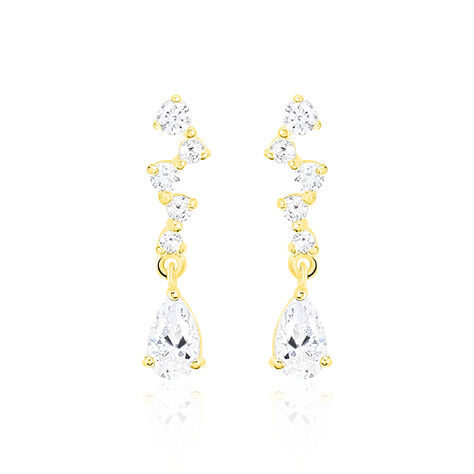 Boucles D'oreilles Pendantes Cegolene Or Jaune Oxyde De Zirconium - Boucles d'oreilles pendantes Femme | Histoire d’Or