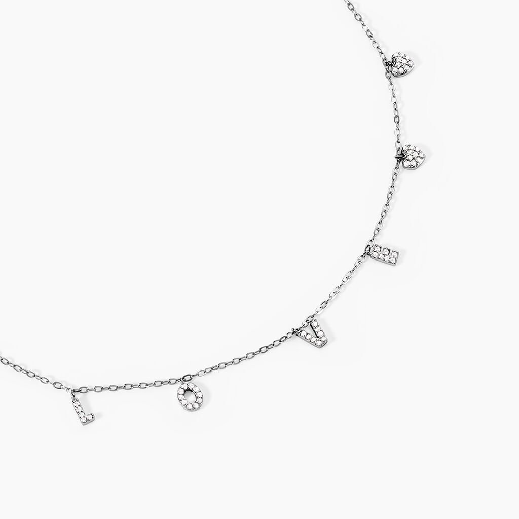 Collier Argent Blanc Deep In Love Oxyde De Zirconium - Colliers fantaisie Femme | Histoire d&rsquo;Or