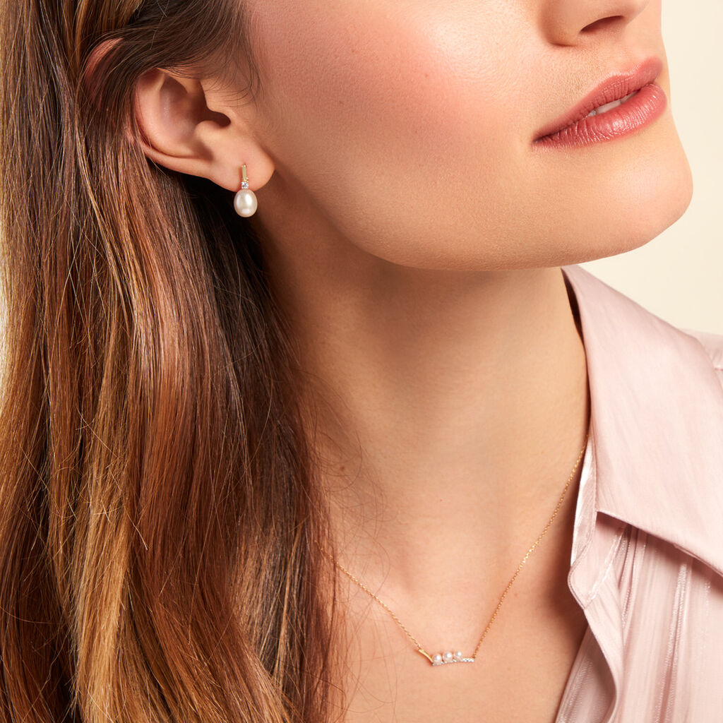 Boucles D'oreilles Pendantes Linzi Or Jaune Perle De Culture - Boucles d'oreilles pendantes Femme | Histoire d’Or