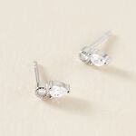 Boucles D'oreilles Puces Argent Blanc Delya Oxyde De Zirconium - Boucles d'oreilles fantaisie Femme | Histoire d&rsquo;Or