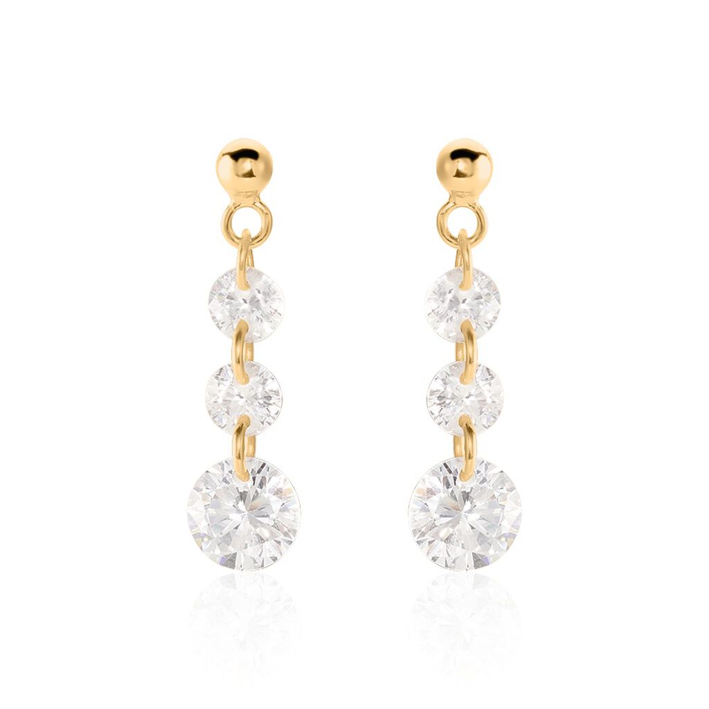 Boucles D'oreilles Pendantes Chalice Plaqué Or Jaune Oxyde Zirconium - Boucles d'oreilles fantaisie Femme | Histoire d’Or
