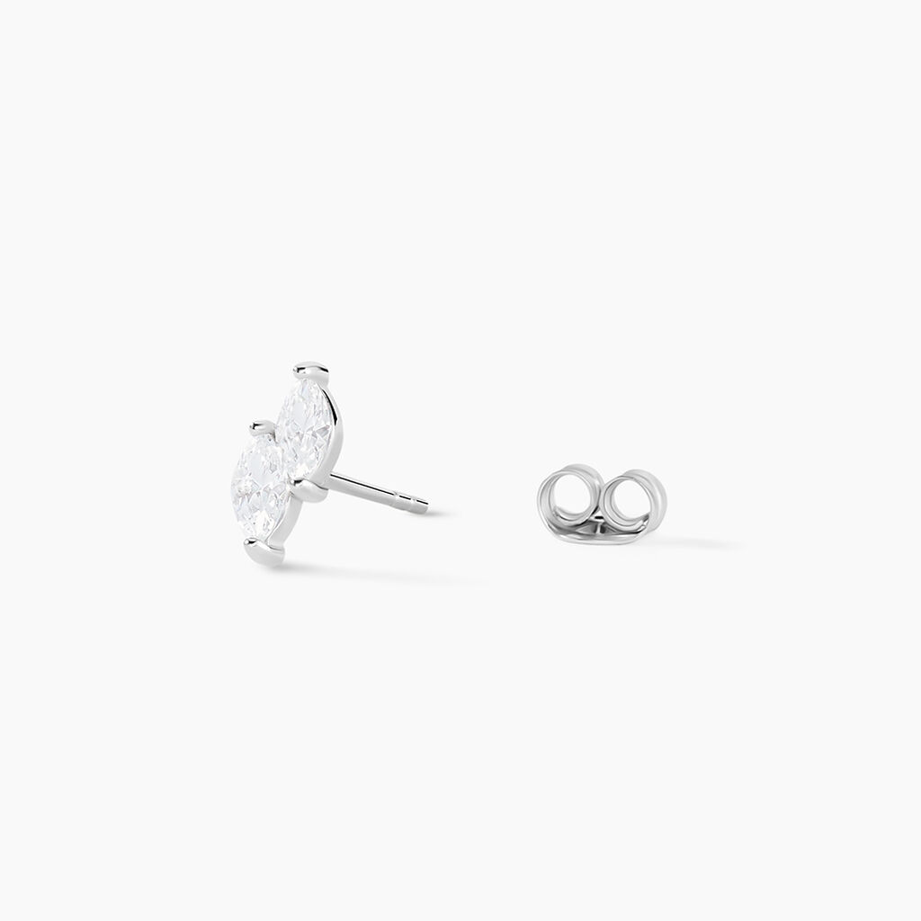 Boucles D'oreilles Puces Winter Sweetness Argent Blanc Oxyde - Boucles d'oreilles fantaisie Femme | Histoire d&rsquo;Or