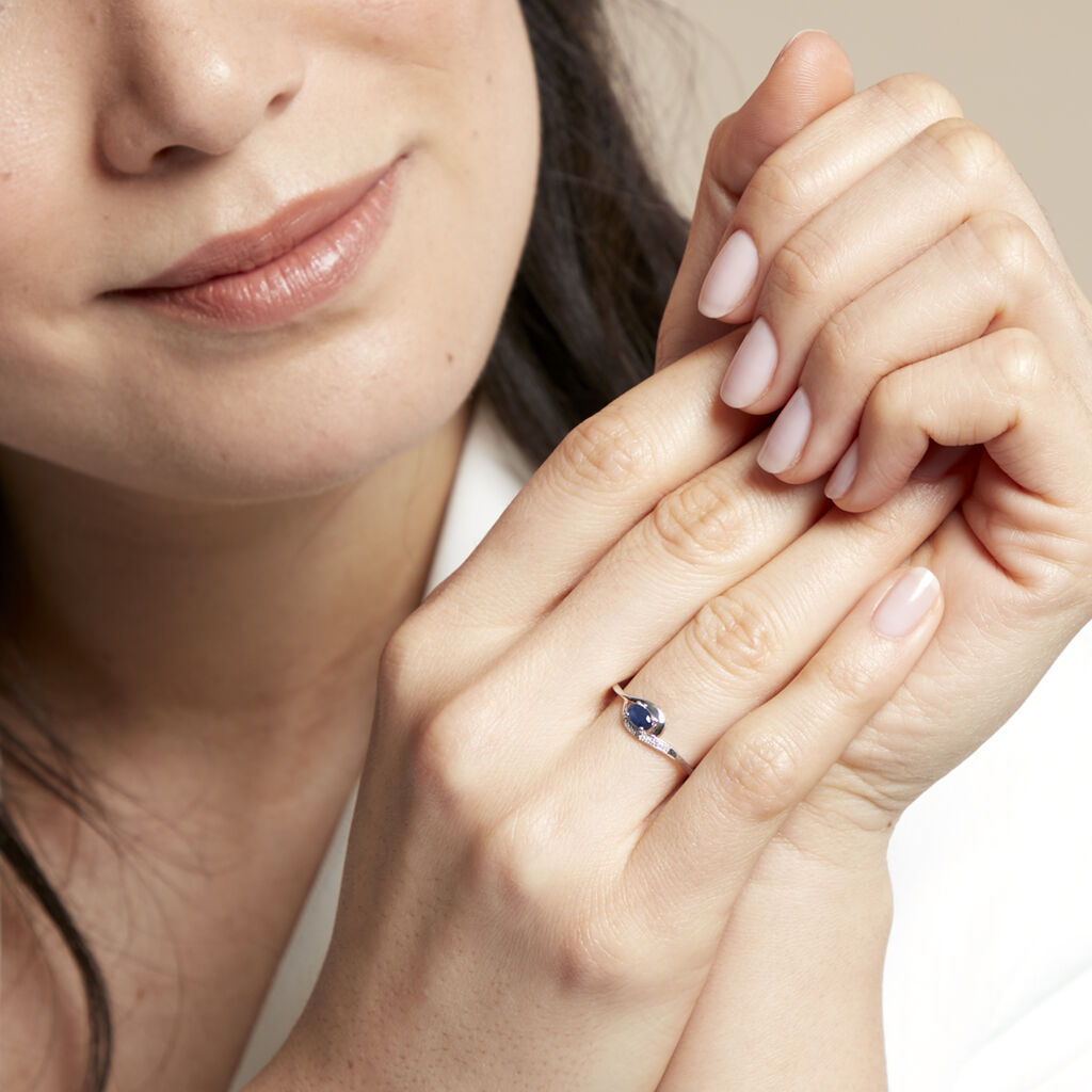 Bague Emotion Or Blanc Saphir Diamant - Bagues avec pierre Femme | Histoire d’Or