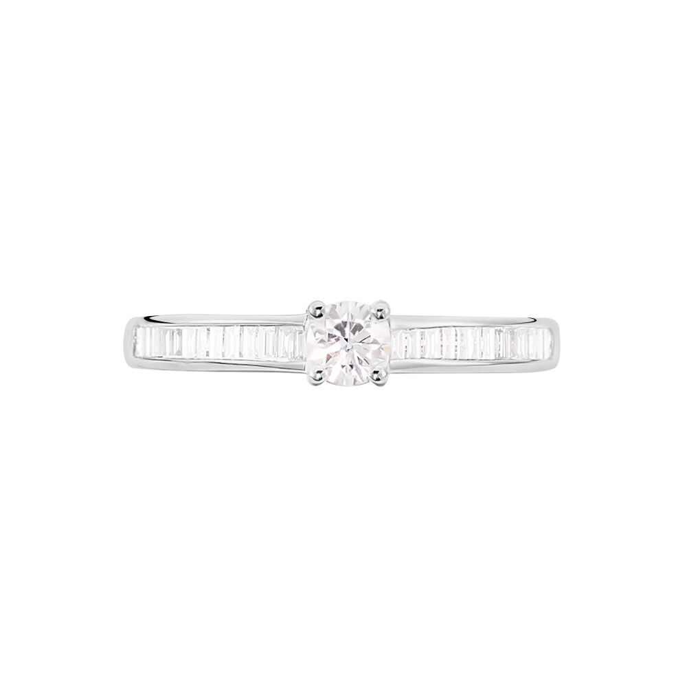 Bagues solitaires Or Diamant Baguette 4 griffes Blanc 375 1000