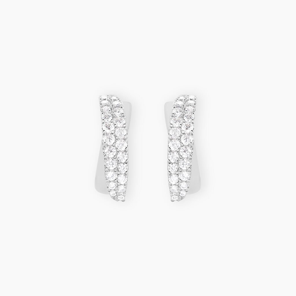 Boucles D'oreilles Puces Aglae Or Blanc Oxyde De Zirconium - Clous d'oreilles Femme | Histoire d&rsquo;Or