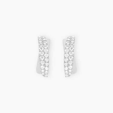 Boucles D'oreilles Puces Aglae Or Blanc Oxyde De Zirconium - Clous d'oreilles Femme | Histoire d&rsquo;Or
