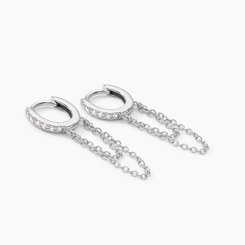 Créoles Argent Blanc Ibai Oxydes De Zirconium - Boucles d'oreilles créoles Femme | Histoire d’Or