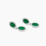 Boucles D'Oreilles Pendantes Margot Argent Blanc Malachite Oxyde De Zirconium - Boucles d'oreilles pendantes Femme | Histoire d&rsquo;Or
