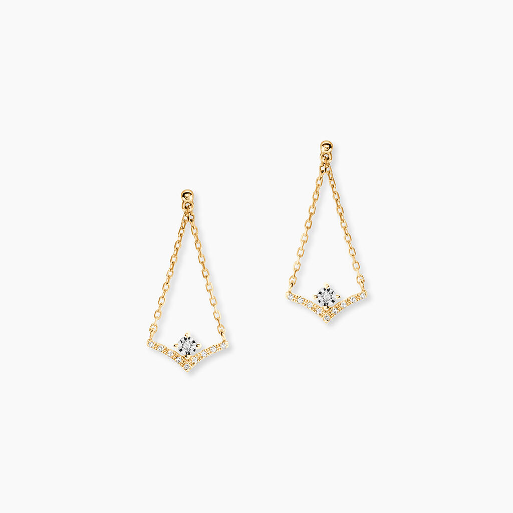 Boucles D'Oreilles Pendantes Severienne Or Jaune Diamant - Boucles d'oreilles pendantes  | Histoire d&rsquo;Or