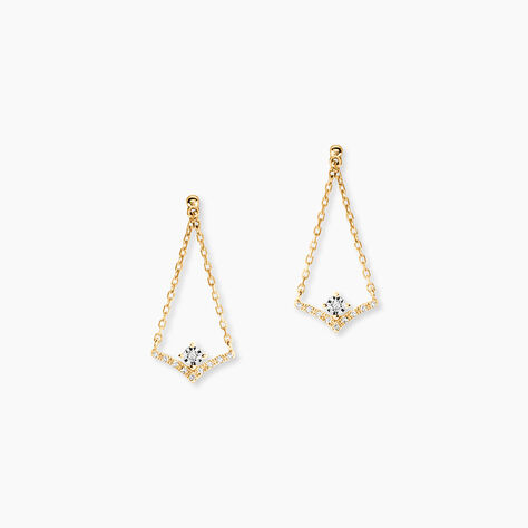 Boucles D'Oreilles Pendantes Severienne Or Jaune Diamant - Boucles d'oreilles pendantes  | Histoire d&rsquo;Or