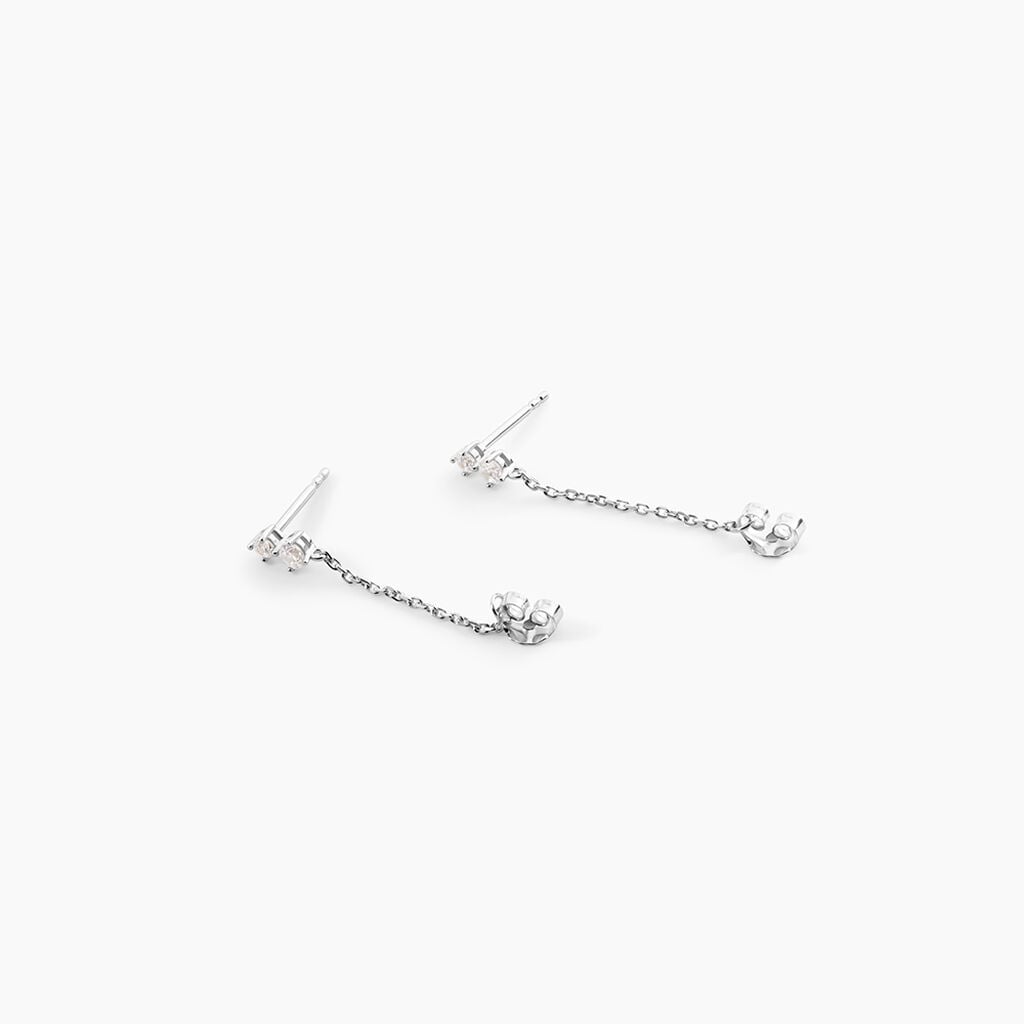 Boucles D'Oreilles Pendantes Ma&euml;l Argent Blanc Oxyde De Zirconium - Boucles d'oreilles fantaisie Femme | Histoire d&rsquo;Or