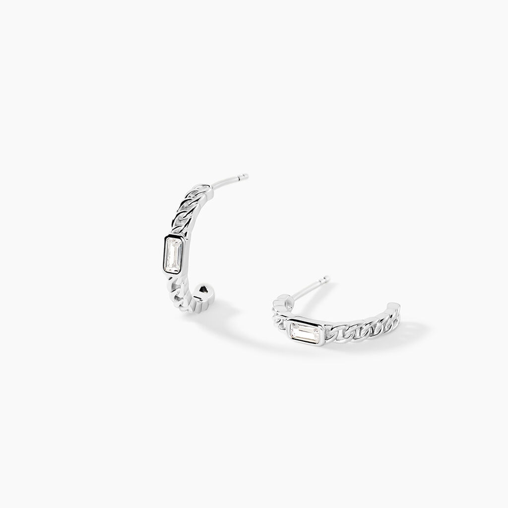 Demi Cr&eacute;oles Eldi Argent Blanc Oxyde De Zirconium - Cr&eacute;oles fantaisie Femme | Histoire d&rsquo;Or