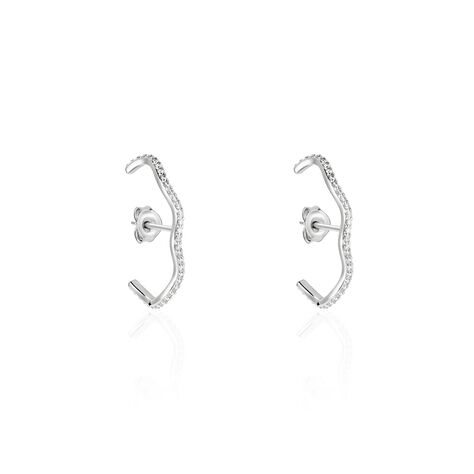 Boucles D'oreilles Lowri Argent Blanc Oxyde De Zirconium - Boucles d'oreilles créoles Femme | Histoire d’Or