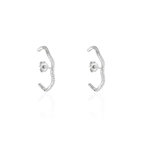 Créoles Lowri Argent Blanc Oxyde De Zirconium - Boucles d'oreilles créoles Femme | Histoire d’Or