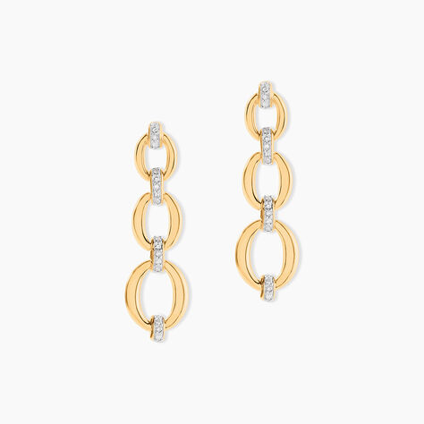 Boucles D'oreilles Pendantes Abban Or Jaune Diamant - Boucles d'oreilles pendantes Femme | Histoire d&rsquo;Or