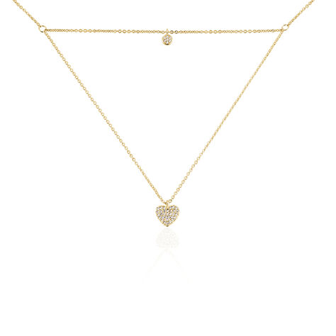 Collier Plaqué Or Jaune Dev Oxyde De Zirconium - Colliers doubles et triples chaînes Femme | Histoire d’Or