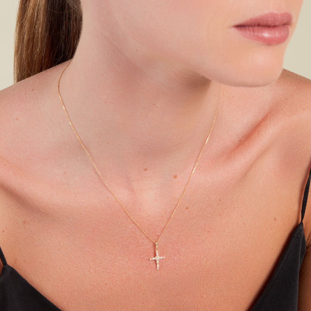 Pendentif Cystenian Or Jaune Oxyde De Zirconium - Pendentifs Communion Femme | Histoire d’Or