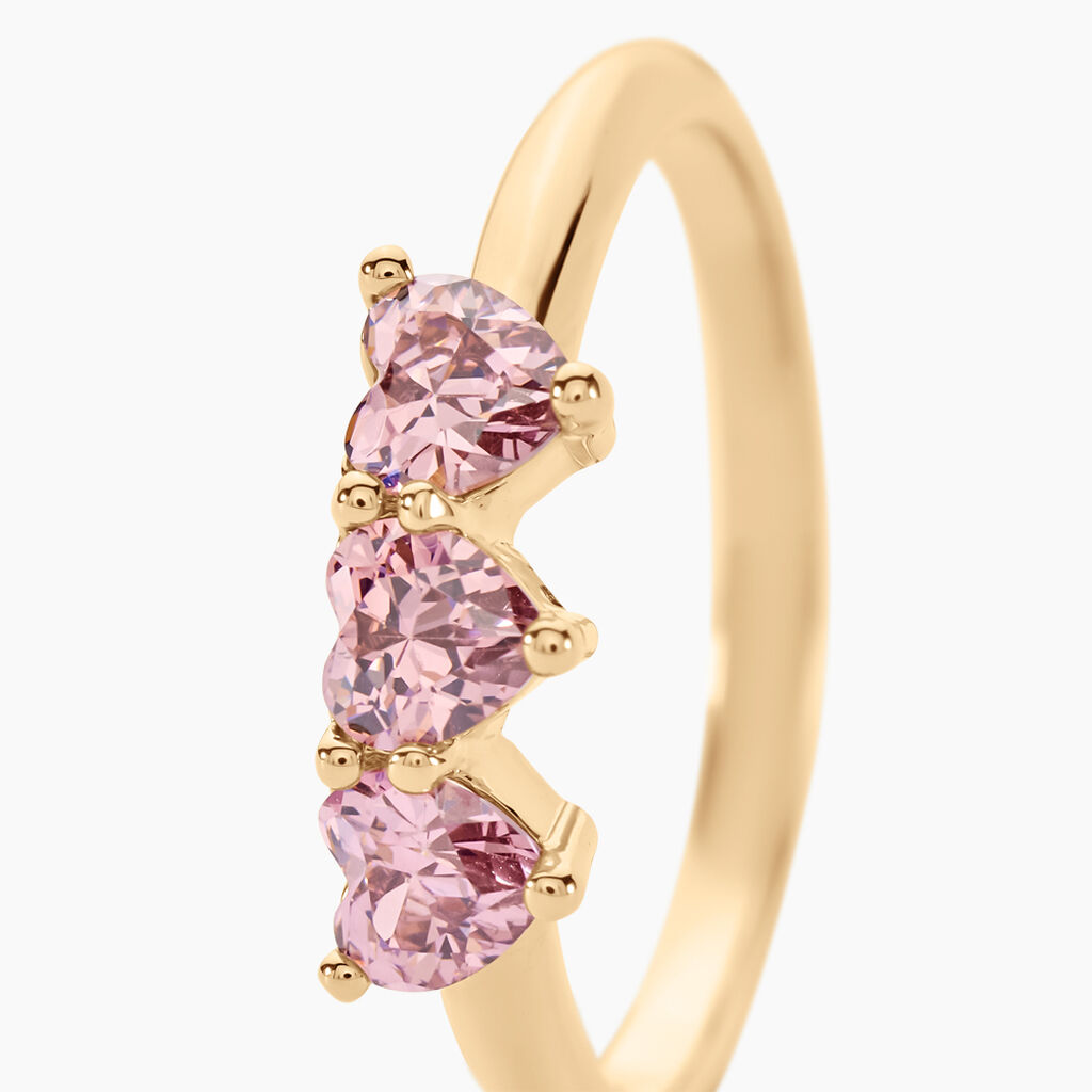 Bague Po&eacute;sie Ros&eacute;e Love Plaque Or Jaune Oxyde De Zirconium - Bagues avec pierre Femme | Histoire d&rsquo;Or