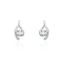 Boucles D'oreilles Sagesse Or Blanc Topaze Oxyde