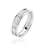 Alliance Serti Grains Ajoures Or Blanc Diamant - Alliances Unisex | Histoire d&rsquo;Or