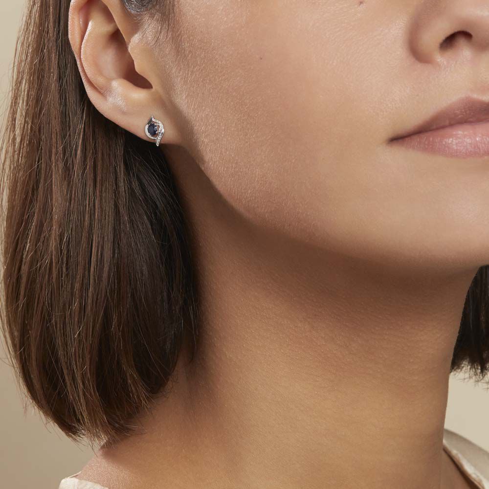 Boucles D'oreilles Saphir Demi-éternité En Or Jaune 9 Carats - Cerceau Baguette, Gemondo