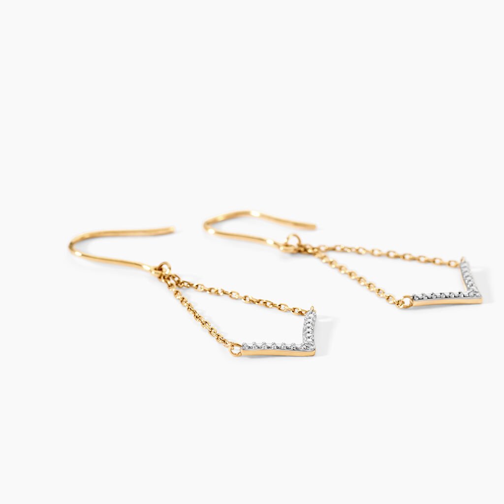 Boucles D'Oreilles Pendantes Italus Or Jaune Diamant - Boucles d'oreilles pendantes Femme | Histoire d&rsquo;Or