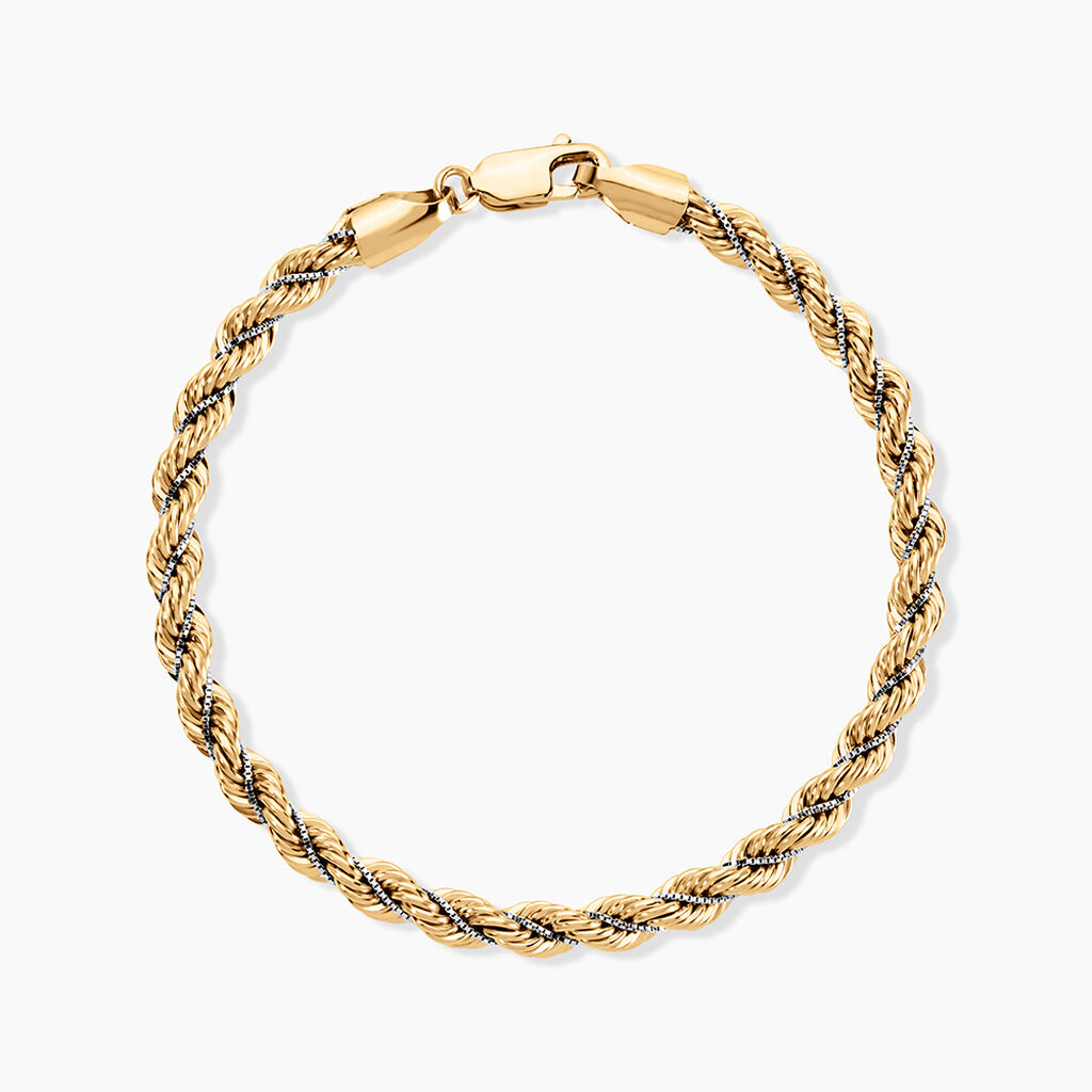 Bracelet Cordelia Maille Corde Et Venitienne Or Bicolore - Bracelets cha&icirc;ne Femme | Histoire d&rsquo;Or