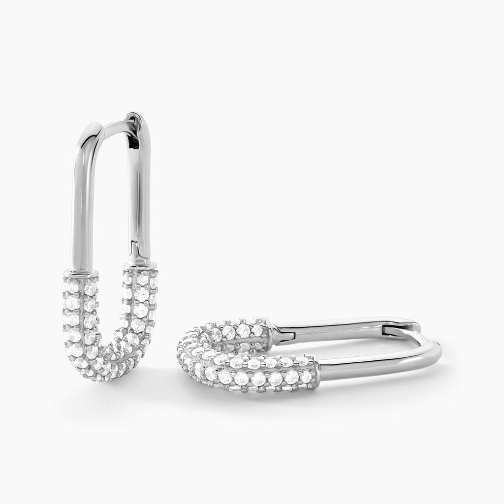 Créoles Urban Call Argent Blanc Oxyde De Zirconium - Boucles d'oreilles créoles Femme | Histoire d’Or
