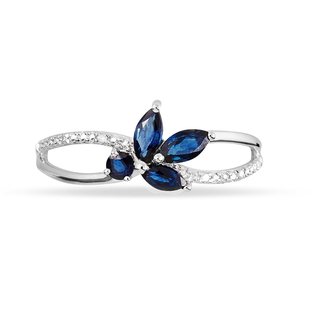 Bague Lupe Or Blanc Saphir Et Diamant - Bagues avec pierre Femme | Histoire d’Or