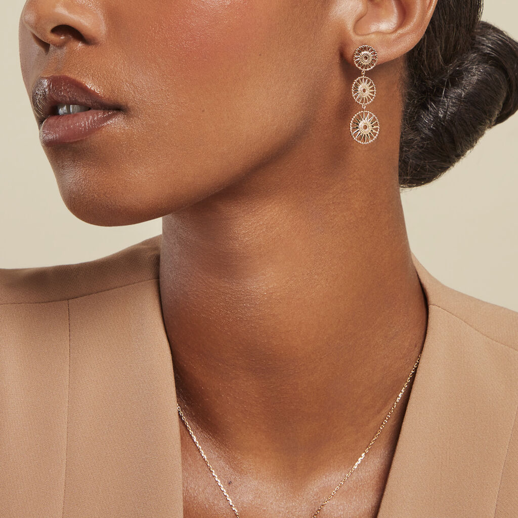 Boucles D'oreilles Pendantes Rosae Plaque Or Jaune - Boucles d'oreilles pendantes Femme | Histoire d’Or
