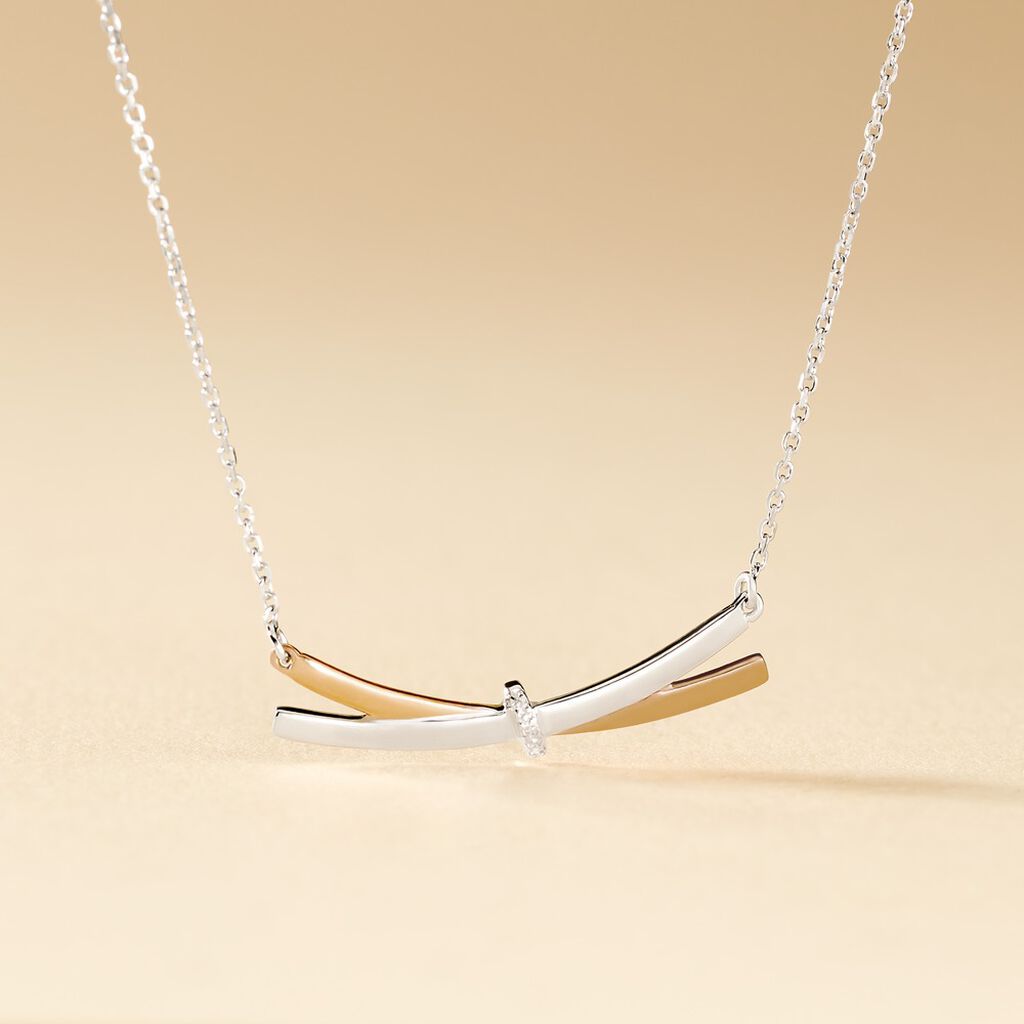 Collier Tonnia Or Bicolore Diamant - Colliers Femme | Histoire d&rsquo;Or