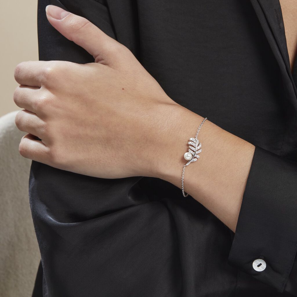 Bracelet Argent Blanc Edytha Perle De Culture Oxydes De Zirconium - Bracelets Femme | Histoire d’Or