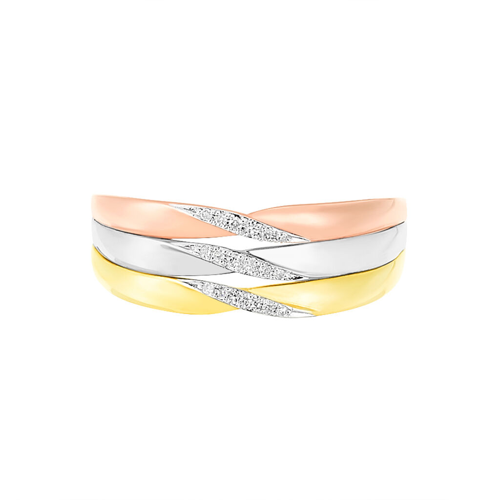 Bague Nesibe Or Tricolore Diamant - Bagues avec pierre Femme | Histoire d’Or