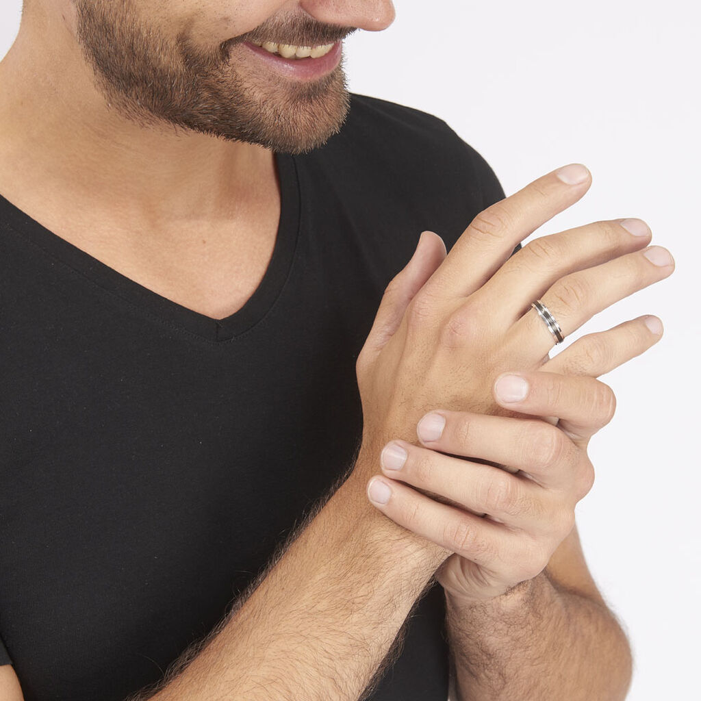Alliance Mariaye Argent Blanc - Alliances Homme | Histoire d’Or