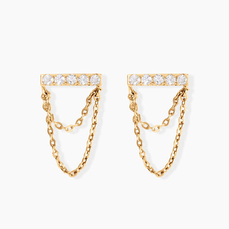 Boucles D'oreilles Puces Akilina Or Jaune Oxyde De Zirconium - Clous d'oreilles Femme | Histoire d&rsquo;Or