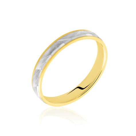 Alliance Mat Striee Ruban Plat Or Bicolore - Alliances Unisex | Histoire d&rsquo;Or
