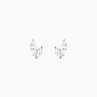 Boucles D'oreilles Puces Navette Argent Blanc Oxyde De Zirconium