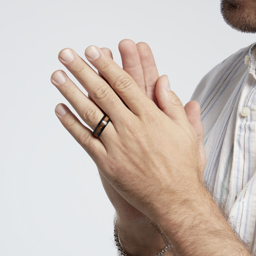 Bague Acier Noir Isidorius Oxyde De Zirconium Noir - Bagues avec pierre Homme | Histoire d’Or