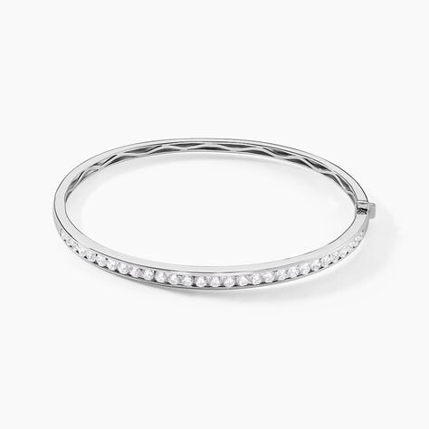 Bracelet Jonc Alane Or Blanc Oxyde De Zirconium - Bracelets joncs Femme | Histoire d&rsquo;Or