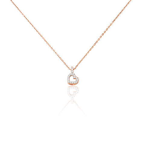 Collier Phanie Argent Rose Oxyde De Zirconium - Colliers Coeur Femme | Histoire d’Or